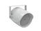 White ceiling loudspeaker system in cylindrical form with mounting bracket for acoustic sound coverage in large spaces.