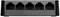Five Ethernet ports on a network switch, numbered from 1 to 5, arranged on a black surface.