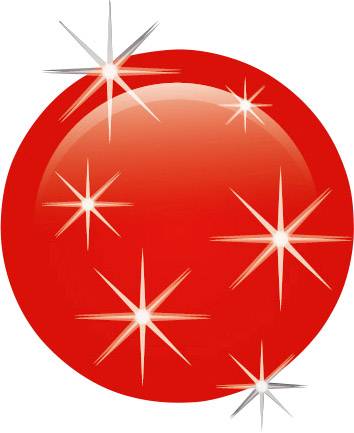 Red circle with radiating white stars.