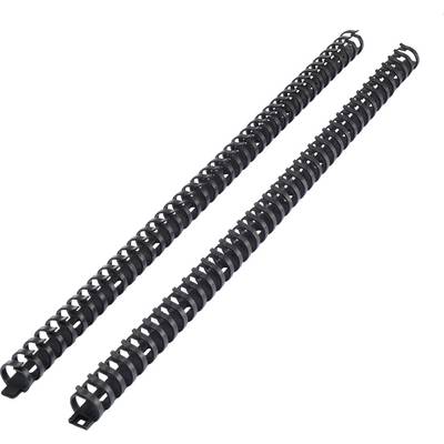 Two black, spiral-shaped cable ties side by side on a white background, useful for bundling cables and wires.
