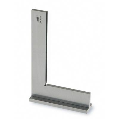 A silver metal angle bracket in an L-shape, commonly used for precision measurements or as an angle support in carpentry work.
