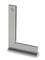 Steel angle with right angle. Used for checking squareness in craftwork or mechanical engineering.<br><br>Translation to British English:<br>Steel square with right angle. Used for checking right angles in craftsmanship or mechanical engineering.