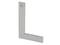 A steel set square without a scale, typically used in carpentry or crafting to check right angles.