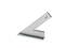 A metallic, silver tool with an angled handle and sharp edge, possibly a craft or cutting implement.