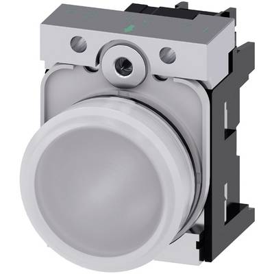 A round, grey push button in a black and silver housing, suitable for industrial control applications.
