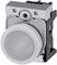A round, grey push button in a black and silver housing, suitable for industrial control applications.