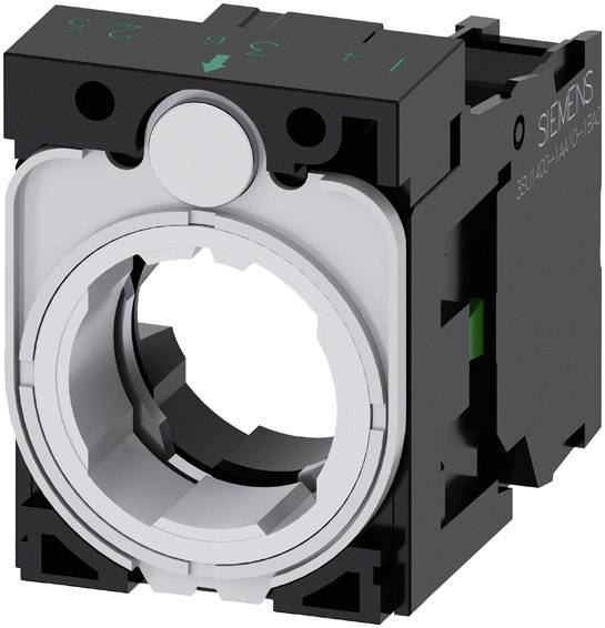 Industrial panel mounting with circular opening, suitable for operating devices and signal devices, black housing.