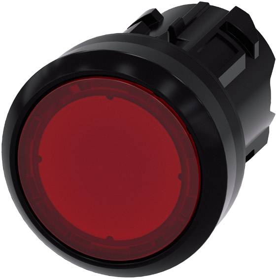 Large red push button in a black housing, often used as an on/off switch or for emergency functions.