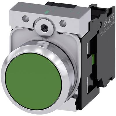 Siemens 3SU11500AB401BA0 3SU1150-0AB40-1BA0 Pushbutton Front ring (steel), Glossy, Planar Green 1 pc(s)