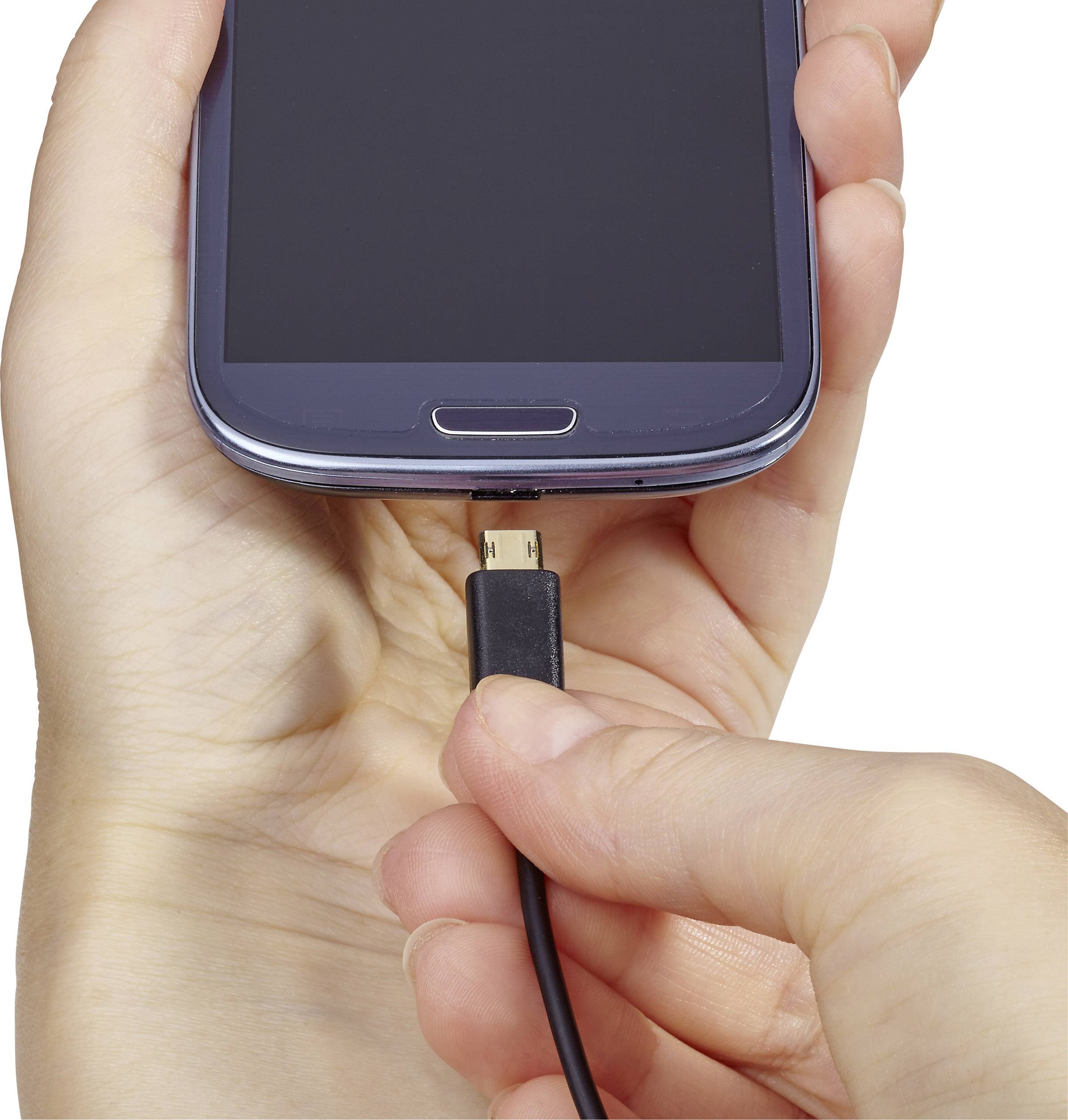 Renkforce USB cable USB 2.0 USBA plug, USB MicroB plug 1.00 m Black