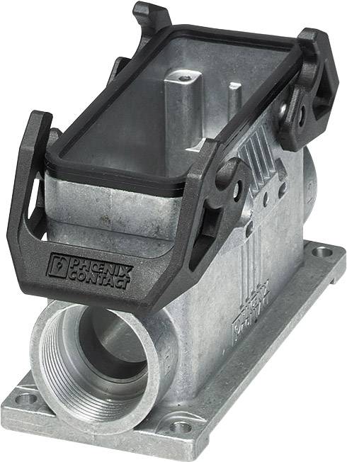 Industrial electrical connector from Phoenix Contact with metal housing and robust locking system, suitable for heavy-duty industrial applications.