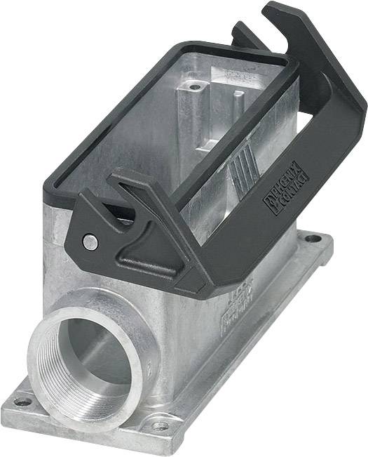 Metal housing with black locking lever, suitable for industrial electrical connectors.
