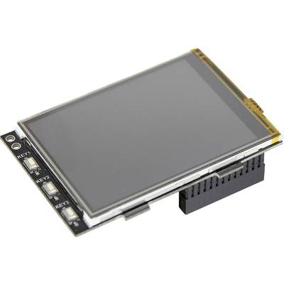 Small LCD touchscreen with side buttons labelled 'KEY1', 'KEY2', 'KEY3', on a black board, with a connector on the side.