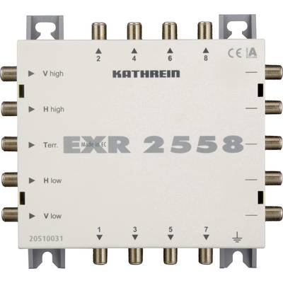 Kathrein EXR 2558 SAT cascade multiswitch  Inputs (multiswitches): 5 (4 SAT/1 terrestrial) No. of participants: 8 