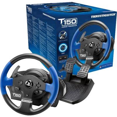 Thrustmaster T150 RS Force Feedback Steering wheel USB 2.0 PlayStation 3, PlayStation 4, PC Black, Blue incl. foot pedal