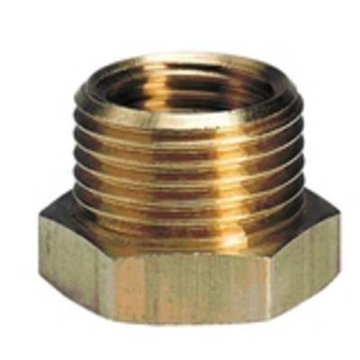 Brass reducing nipple with external thread.