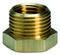 A six-sided brass reducing nipple with external thread, used to connect two pipes of different sizes.