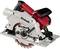 Circular saw with a red and silver casing, suitable for precise woodcutting tasks.