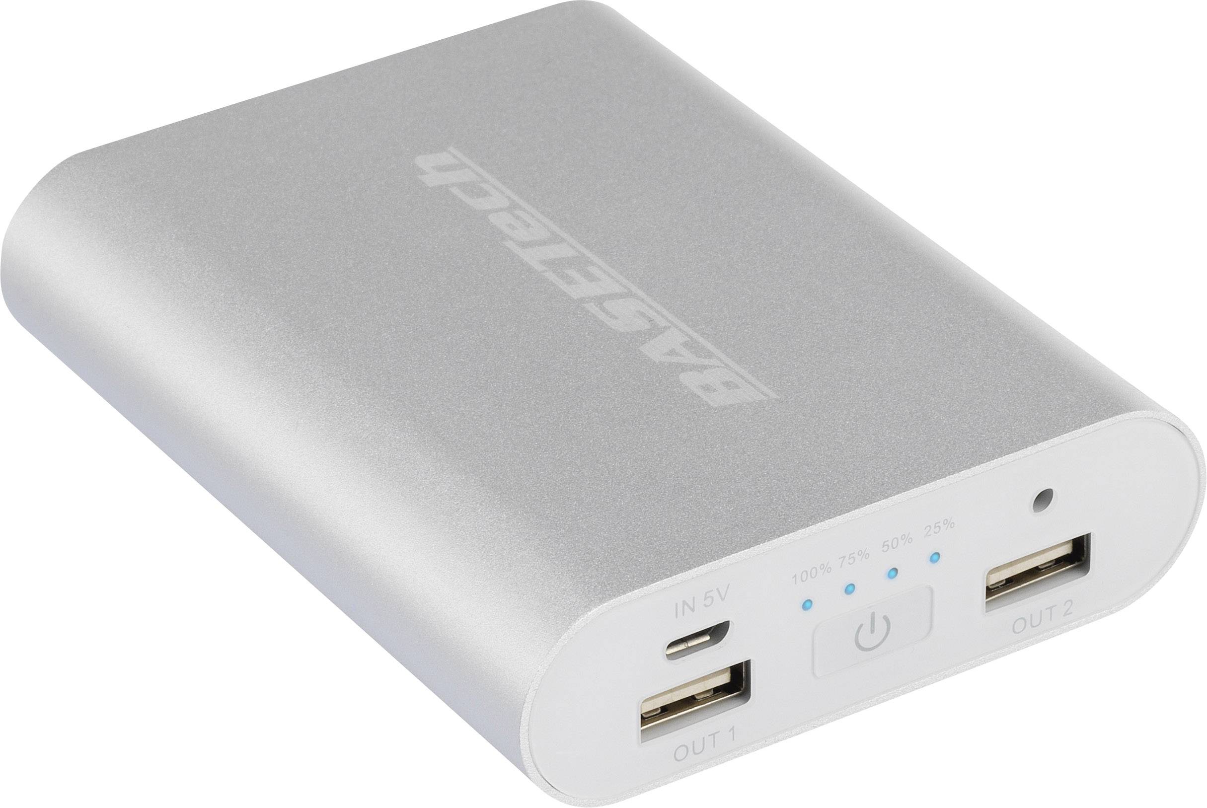 Basetech BTP-3 Power bank 10400 mAh Li-ion Silver, White-2