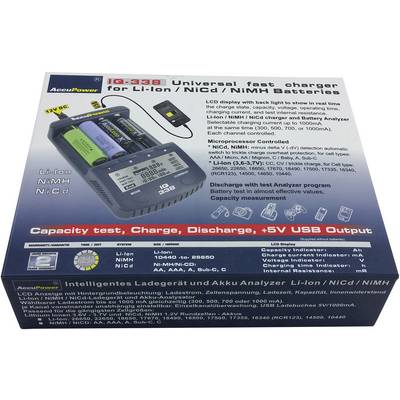 AccuPower IQ338 Charger for cylindrical cells NiCd, NiMH, Li-ion 10340, 10350, 10440, 10500, 12500, 12650, 13500, 13650,-3