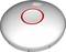 A circular smoke detector with a central red border on a white background.