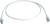 A white Ethernet cable with connectors at both ends lies on a white background. It is slightly curved.
