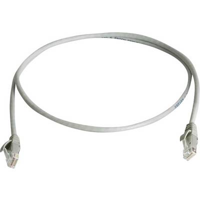 A grey Ethernet cable with two RJ45 connectors at each end.