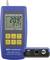 Blue GMH 3600 oxygen measuring device with display showing '20.9%' O2 and '21.7°C' temperature. Buttons for measurement and device functions.