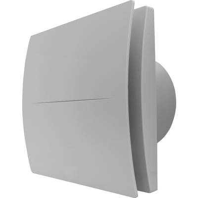 Grey wall-mounted extractor fan in a modern design with a smooth, curved surface, suitable for bathrooms or kitchens.