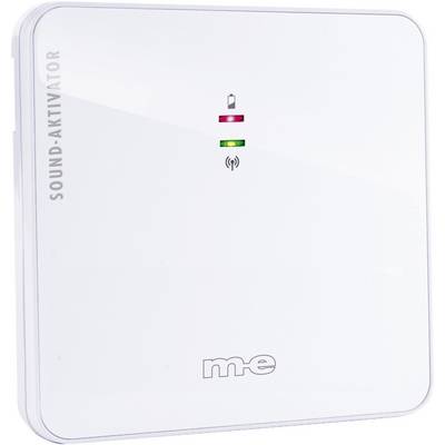 A white device with 'SOUND ACTIVATOR' written on the side and the 'm-e' logo at the bottom. It has LED indicators for power and signal.