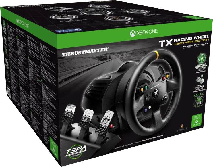 wiel evenaar racket Thrustmaster TX Racing Wheel Leather Edition Steering wheel PC, Xbox One  Black incl. foot pedals | Conrad.com