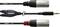'Audio cable by Cordial, an XLR plug to mini-jack. Black with silver and red connectors, ideal for music equipment.'