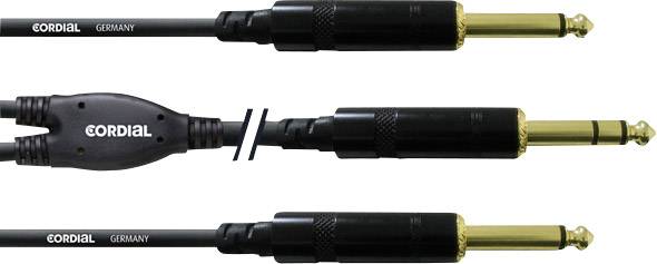Image of Cordial Audio/phono Y cable [1x Jack plug 6.35 mm - 2x Jack plug 6.35 mm] 1.50 m Black