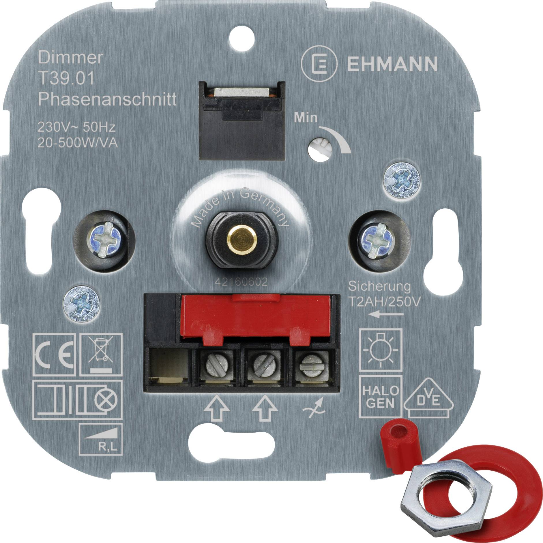 Ehmann 3900x0100 Flush-mount dimmer Suitable for light bulbs: Light bulb, Halogen lamp