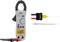 Digital AC Clamp Meter with display screen, red and black test leads, and K-type thermocouple adapter. Ideal for electrical measurement.
