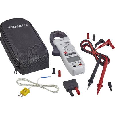 Measuring Device Set comprising a clamp, test leads, measurement adapters and carrying case. Suitable for electrical measurements.