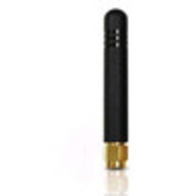 A short black antenna with a gold screw connection, vertically aligned.