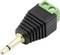 A black adapter with a 3.5 mm jack plug and a green two-pole screw terminal.
