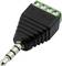 A black 3.5mm jack adapter with screw terminals for audio connections.