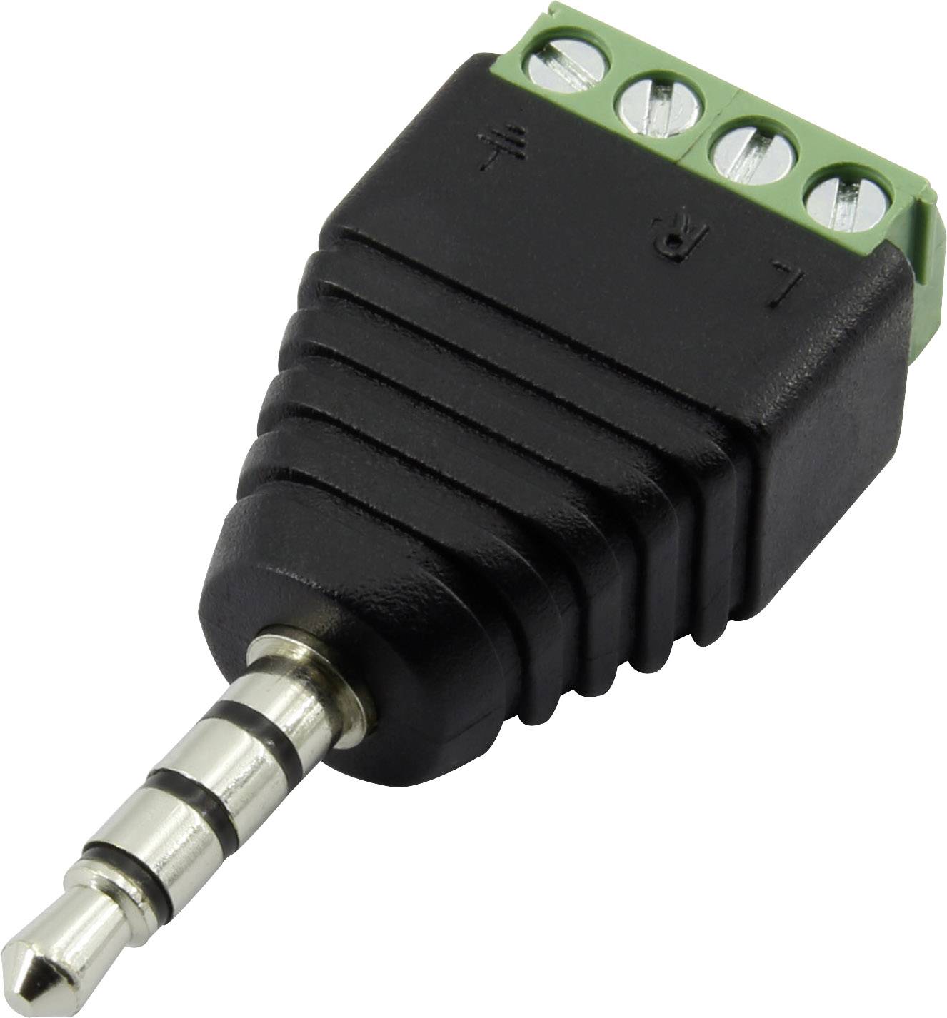 TRU COMPONENTS 1386615 3.5 mm audio jack Plug, straight Number of pins: 4 Stereo Black 1 pc(s)