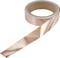 Copper tape roll on a white background, slightly unrolled. Ideal for electrical applications and EMI shielding.