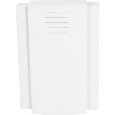 White, rectangular device with ventilation slots on top; could be a doorbell or security system housing.