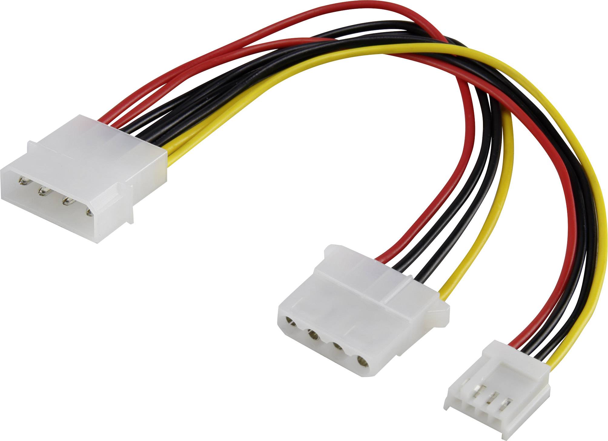 Renkforce Current Cable extension [1x IDE power plug 4-pin - 1x IDE power socket 4-pin, Floppy power socket 4-pin] 0.15 m Black, Red, Yellow