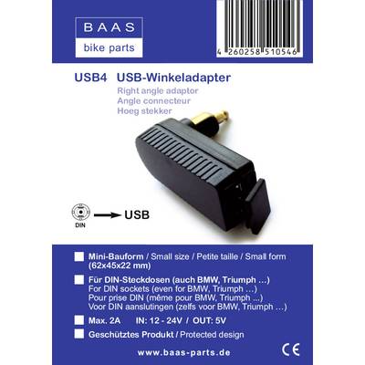 Buy BAAS USB angle adapter/charger 2A for small DIN sockets Max. load  capacity=2 A Compatible with (details) For all DIN ISO