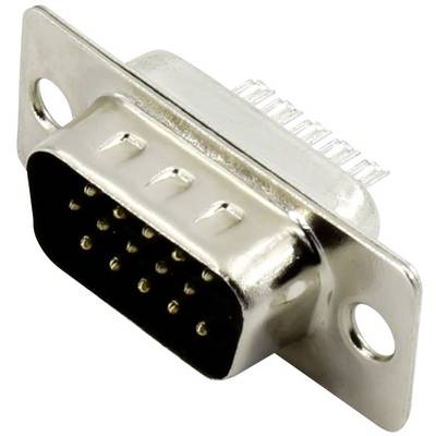 Metal D-Sub plug with nine pins, typically used for serial interface connections on computers.