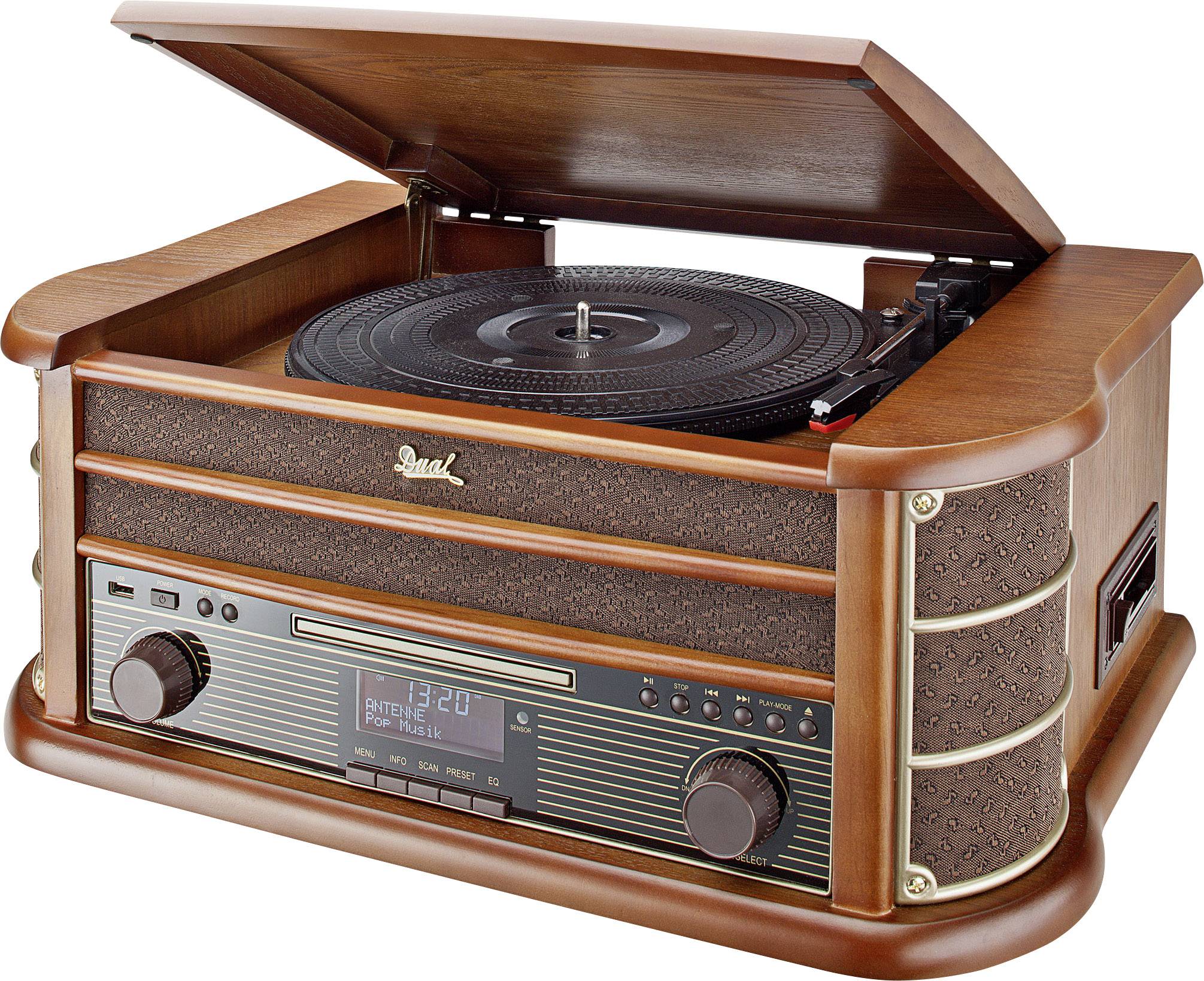 Dual NR 50 DAB Audio system AUX, CD, Tape, USB, Turntable, 2 x 5 W Wood