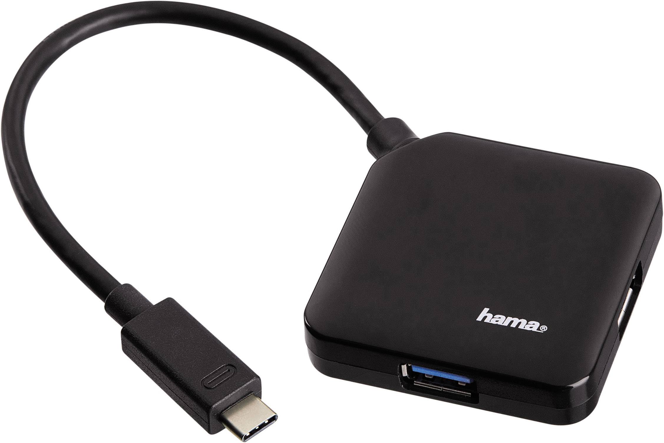 Hama 4 ports USB 3.2 1st Gen (USB 3.0) hub + USB C connector Black | Conrad.com