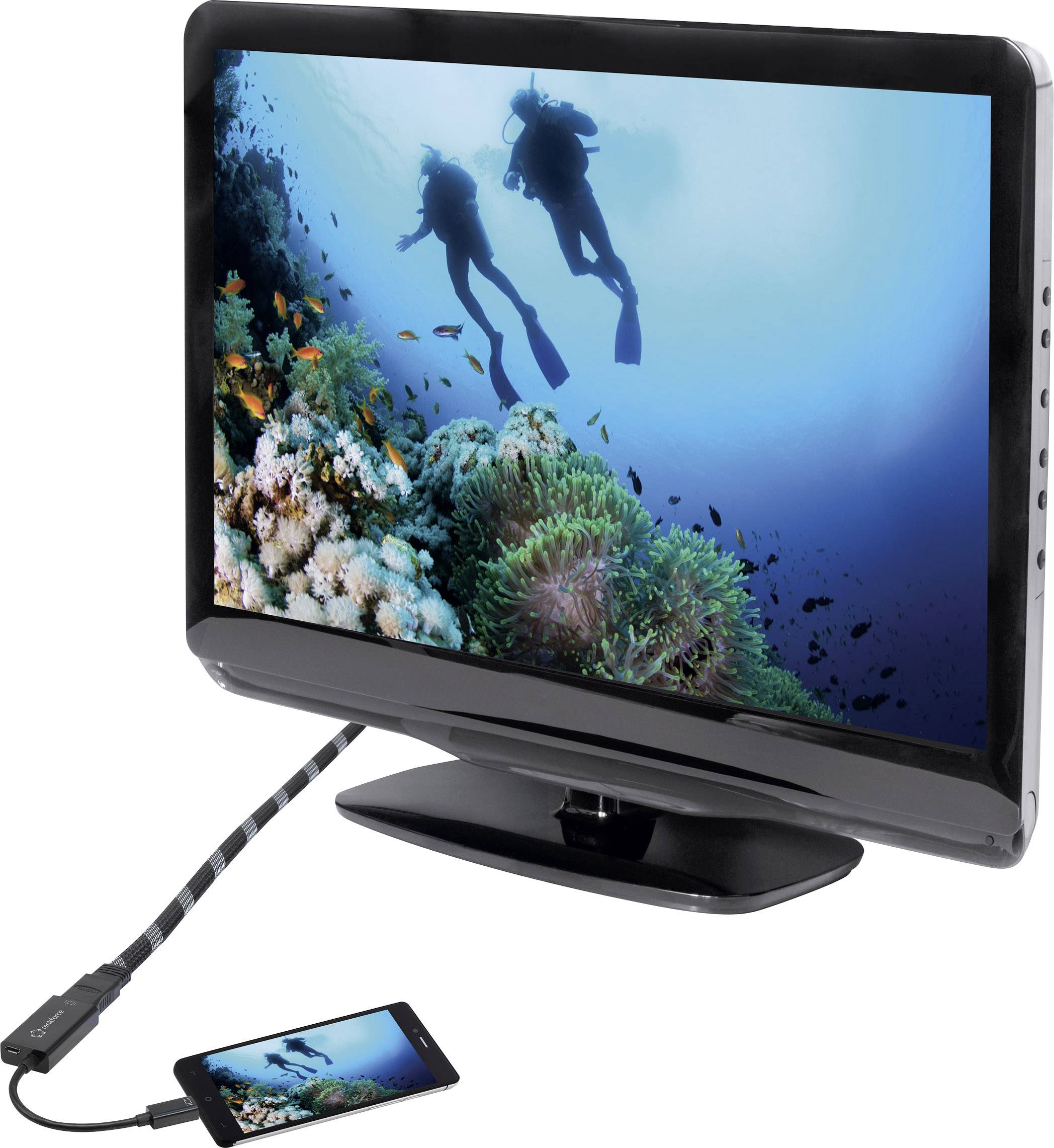Renkforce RF-4189506 USB / HDMI Adapter [1x USB 2.0 connector Micro B - 1x HDMI socket] Black 10.00 cm-1