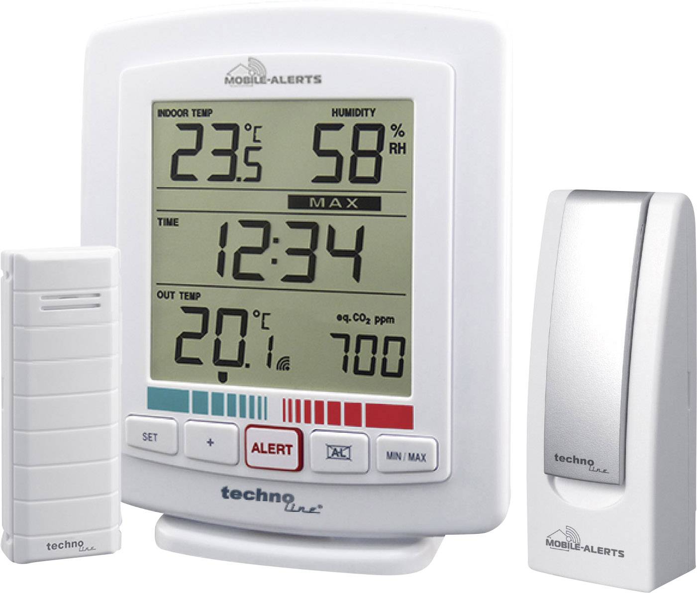 Hygro-Sensor mit Datenübertragung auf das Smartphone Thermo 4 x 2,5 x 10,3 cm Mobile Alerts Zusatzsensor MA 10200 MA 10001 Starter Set Hausüberwachungssystem weiß