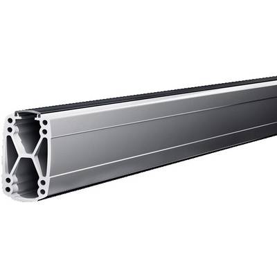 A silver aluminium profile with a rectangular cross-section and rounded edges, for scaffolding or construction purposes.